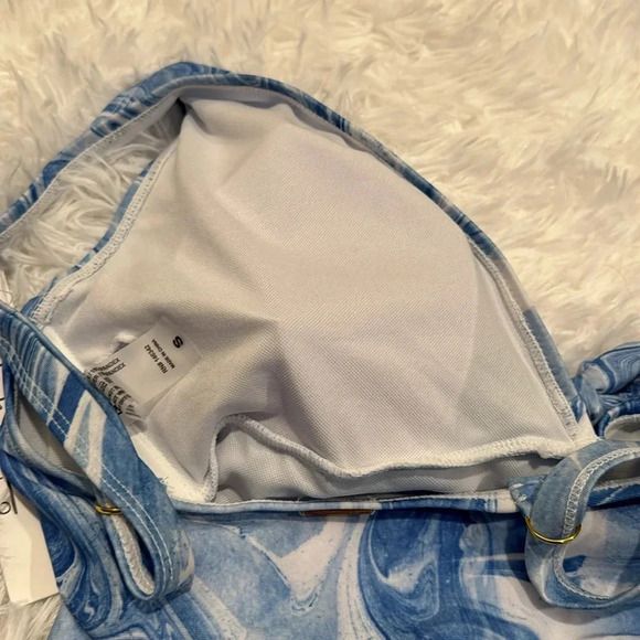 Nicole Miller Sweetheart Center Tie One Piece in Blue Tropic Swirl - Picture 6 of 6